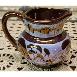 Vintage 1940's Old Castle England Mini Creamer Pitcher Lavender & Bronze Luster